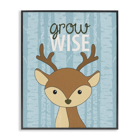 Stupell Industries Farmhouse Grow Wise with Deer Black Framed Giclee Art, 11 x 14, by Kim Allen