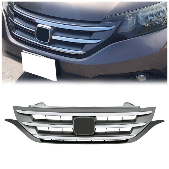 Kojem Front Bumper Grille for2012-2014 Honda CRV CR-V 4-Door Hood Upper Grill w/Chrome Molding Trim Replacement for HO1200211, 71121T0GA01ZA