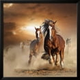 thumbnail image 2 of Two Wild Chestnut Horses Running Together in Dust, Front View, Animals Framed Art Print Wall Art by mariait, 2 of 5
