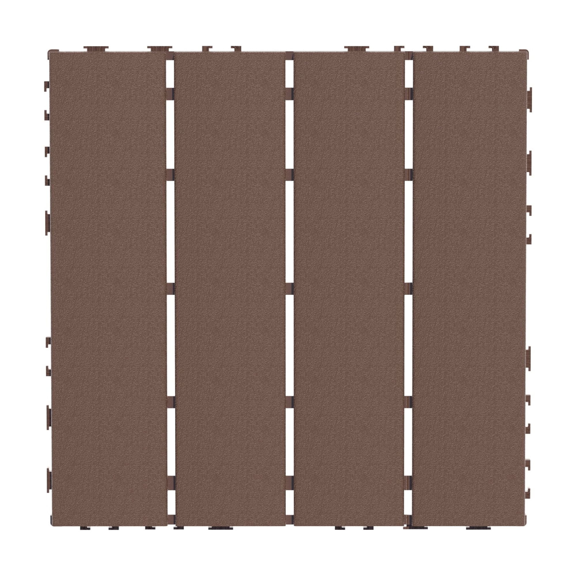 Interlocking Decking Tiles 12x12 in, Waterproof Plastic Flooring for All-Weather Use, Patio Decking for Poolside Balcony Backyard, Brown, 44pcs