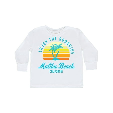 

Inktastic Summer Enjoy the Sunshine Malibu Beach California in Blue Gift Toddler Boy or Toddler Girl Long Sleeve T-Shirt