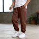 thumbnail image 1 of Ceisia Boys Elastic Waist Casual Athletic Pants Cotton-Linen Like Stretchy Breathable Cuffed Ankles Sweatpants for 5-15 Years Brown for 14-15 Years Gifts, 1 of 8