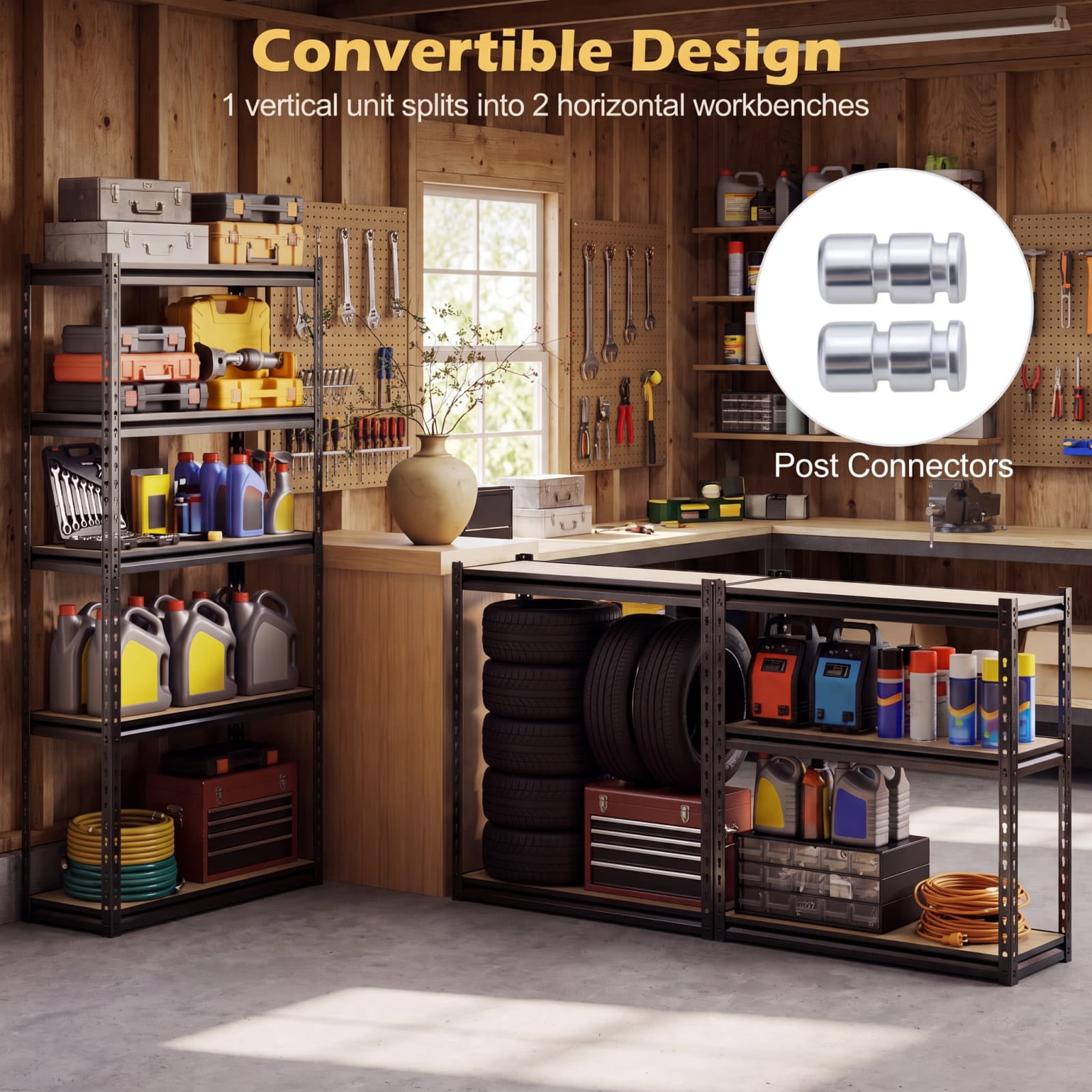 Biotree 5-Tier Metal Shelving Unit 2200 lbs Capacity with Adjustable Shelves 30" × 12" × 60" for Garage Warehouse, Black