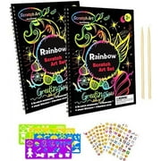 Scratch Paper Art Notebooks - Rainbow Scratch Off Art Kits for Kids Activity Color Book Pad Black Magic Art Craft Supplies Kits for Girls Boys Birthday Party Favor Game Christmas Toys Gift