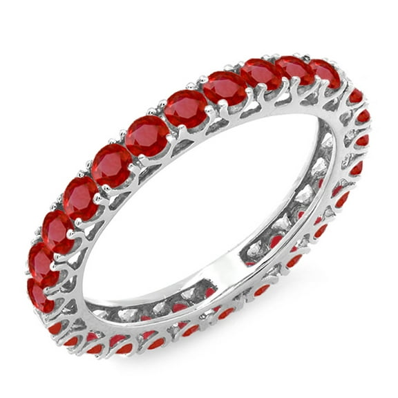 Dazzlingrock Collection 1.80 Carat (ctw) 14K Round Ruby Ladies Eternity Wedding Stackable Band 1 3/4 CT, White Gold, Size 5.5