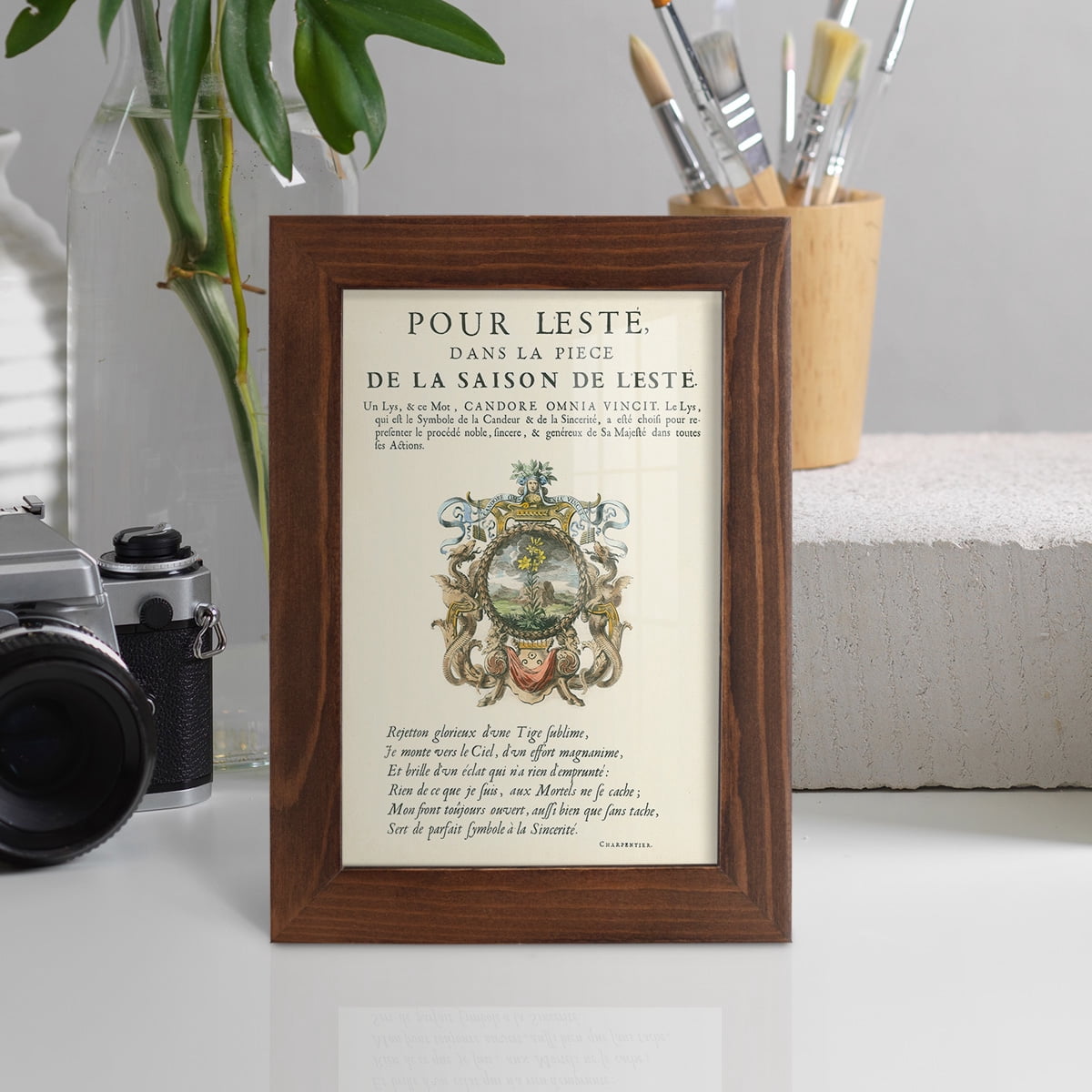 Printed Embellished Bookplate VI - Framed Print w/glass - Chestnut