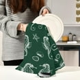 thumbnail image 6 of Kitchen Towels Cartoon Seahorse Green Pattern Cleaning Towel Absorbent Hand Towels Tea Towels for Home Restaurant Dish Clean 28" x 18", 4PCS, 6 of 7