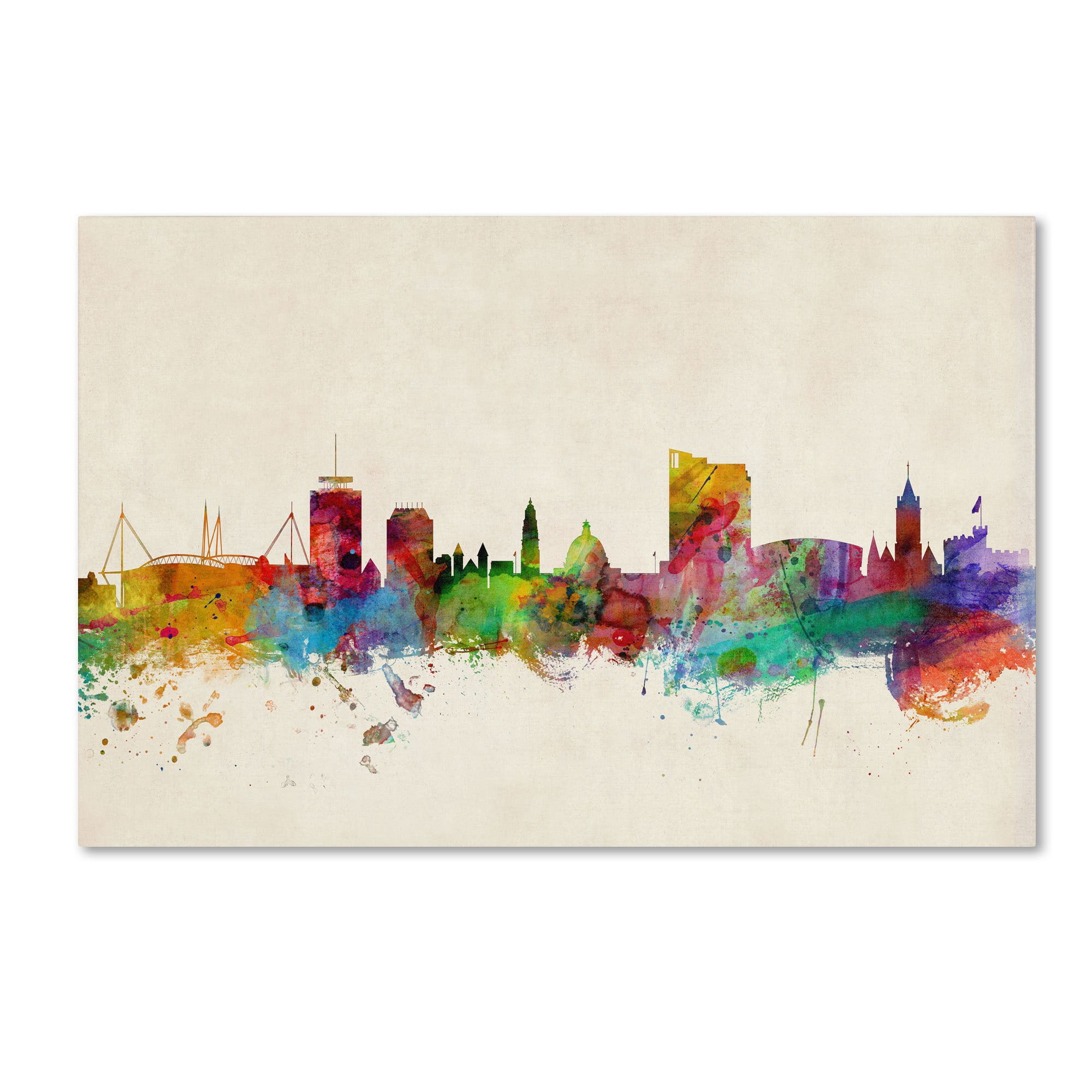 Trademark Fine Art "Cardiff Wales Skyline" Canvas Art by Michael Tompsett