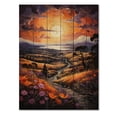 thumbnail image 3 of Designart "Sunset Tangerine Twilight Collage II" Landscape & Nature Print on Natural Pine Wood, 3 of 5