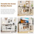 thumbnail image 6 of 70" TV Stand for 80 inch TVs, Farmhouse Entertainment Center with Storage, Wood TV Console Cabinets with Power Outlets, Tall Media with Adjustable Shelves for Living Room, Antique White, 6 of 8