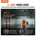 thumbnail image 2 of VEVOR Laser Level, 100ft, Self Leveling Manual Green 3 x 360° Cross 16 Line Laser, IP54 Waterproof Remote Control Manual Self-leveling Mode & 5h Continuous Working Time Line Laser, Battery Include, 2 of 9