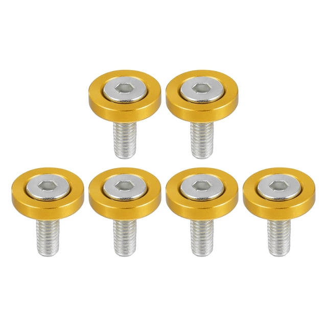 Unique Bargains 6 Pcs Finishing Countersunk Fender Bumper Washers Engine Bay Fastener Kit for Motorcycle Gold Tone