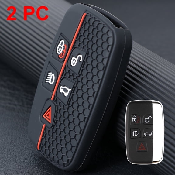 DON'T TOUCH MY KEY 2Pcs Silicone 5 Button Car Key Cover Case Holder for Land Rover Discovery Freelander
