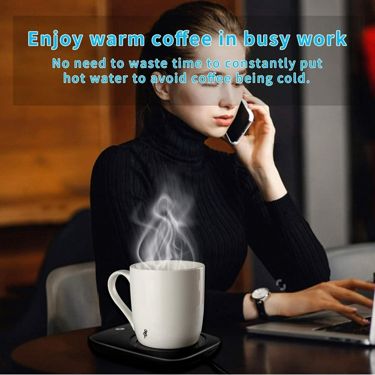 Coffee Mug Warmer Smart Cup Warmer for Office Desk,Multifunction Electric  Beverage Warmer Plate 2 in 1 Wireless Charger,USB Heating Coaster Drink