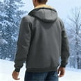thumbnail image 4 of YOIAVAIOY Men Sherpa Lined Hoodies Full Zip Fleece Hooded Sweatshirt Thick Thermal Outdoor Jacket with Zipper Pockets Dark Gray M, 4 of 10