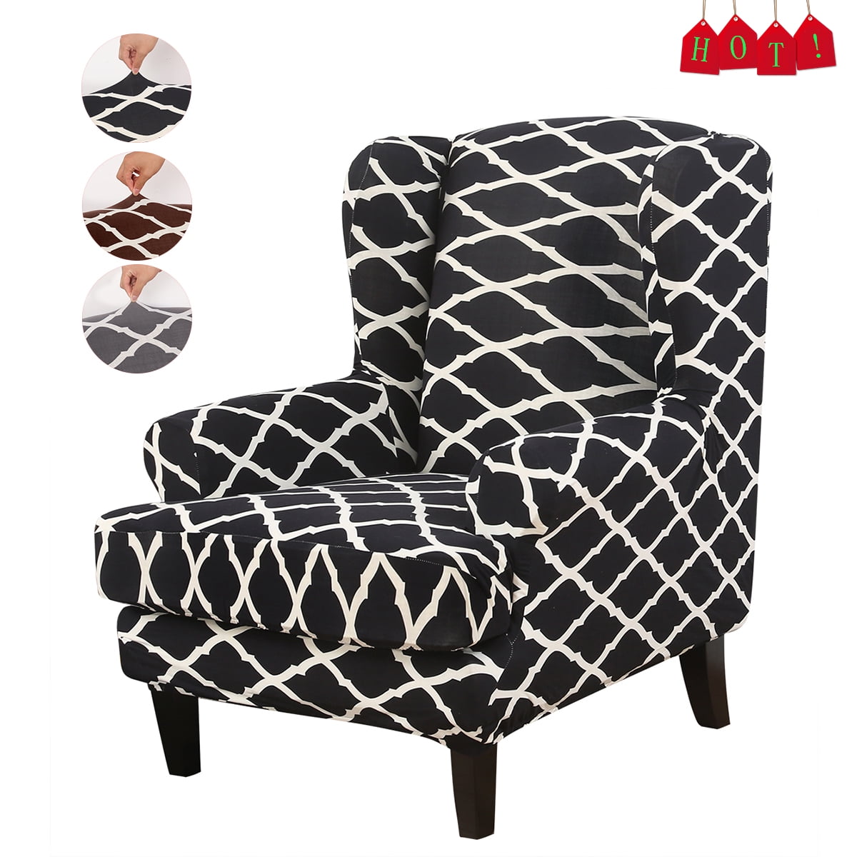 CJC 2pcs Wing Chair Slipcovers Stretchy Wingback Armchair Covers