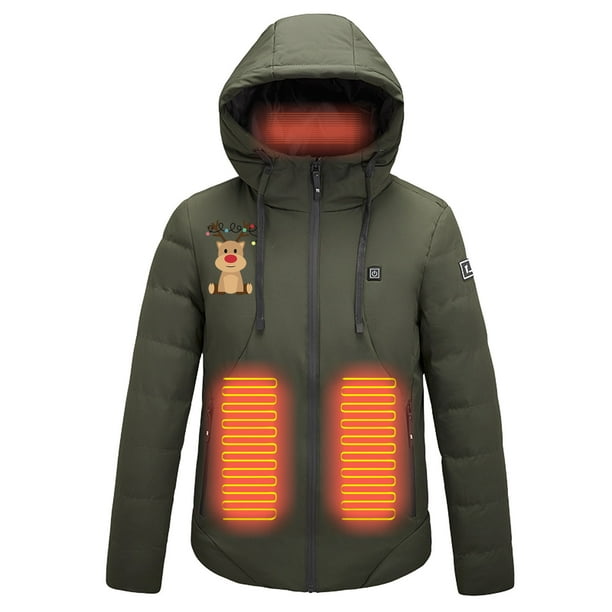 Chaquetas y abrigos casuales de manga larga con capucha, con USB, temperatura constante, calefactables, resistentes al viento, talla grande, para hombre y mujer, invierno, 4 unidades