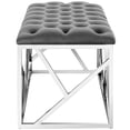 thumbnail image 3 of Modern Contemporary Urban Design Living Room Lounge Club Lobby Accent Chair Bench, Velvet Fabric Metal Steel, Grey Gray, 3 of 5