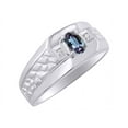thumbnail image 4 of RYLOS Men's Rings 14K White Gold Classic Nugget 6X4MM Oval Gemstone & Diamond Ring Alexandrite June Birthstone Rings Size 9, 4 of 7