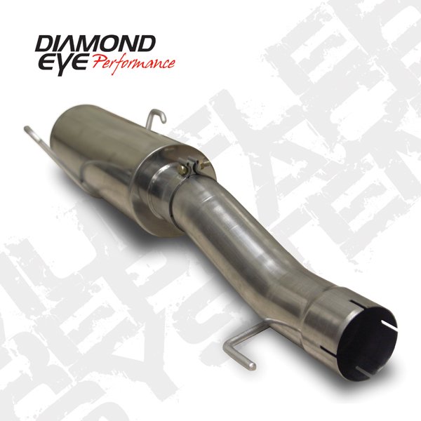 Diamond Eye Performance 510212 Exhaust Muffler Stainless Steel; 4 Inch Single Inlet; 4 Inch Single Outlet