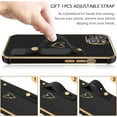 thumbnail image 5 of iPhone 13 Case, iPhone 13 Phone Case Love Heart Cute Case with Wristband Kickstand Holder Soft TPU Plating Bumper Protective Slim Shockproof iPhone 13 Case Cover for Girls Women, Black, 5 of 7