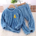 thumbnail image 3 of MHZLDYZ 2 Piece Set Toddler Boys Girls Winter Fleece Pajama Set Warm Fleece Sleepwear Set Long Sleeve Tops+Pants Outfits Fleece Pajamas (Blue,150), 3 of 6