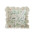 thumbnail image 2 of HOZADOIE Ruffled Pillowcase Bedding Ruffled Pillow Cover Green Pattern Pillow Cover Living Room Sofa Waist Pillow Bedside Pillow Cover Invisible Zipper 17.7X17.7 Inches, 2 of 6