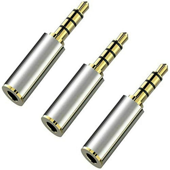 epacks Gold Plated Headphone Adapter 3.5mm Male to 2.5mm Female Audio Headset Converter 3 Ring Jack Plug - Stereo or Mono - 3 Pack