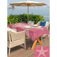 thumbnail image 5 of Outdoor Tablecloth with Umbrella Hole for Patio/Picnic/Party/Camping, Ocean Starfish Waterproof Table Cloth Rectangle Table Cover Washable, Summer Bohemia Coastal Beach Watercolor Pink (60"x 102"), 5 of 9