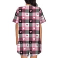 thumbnail image 3 of Naloa Heart Plaid Women's Short-Sleeved Pajama Set, Loungewear, Summer pajamas, Breathable Cozy - 3X-Large, 3 of 9