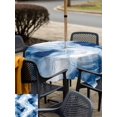 thumbnail image 5 of Square Outdoor Tablecloth with Umbrella Hole White Blue Abstract Outside Table Cloth Waterproof Patio Table Cover Modern Artwork Zipper Tablecloths for Picnic Party Camping 54x54 Inch, 5 of 7