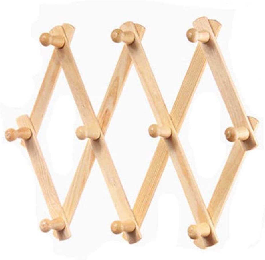 Wooden Expandable Coat Rack Accordion Style Wall Mounted MultiPurpose