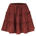 thumbnail image 1 of Falda Corta Acampanada con Estampado Floral para Mujer, Minifalda Playera con Volantes y Cintura Alta. Naranja Rojo L, 1 of 8