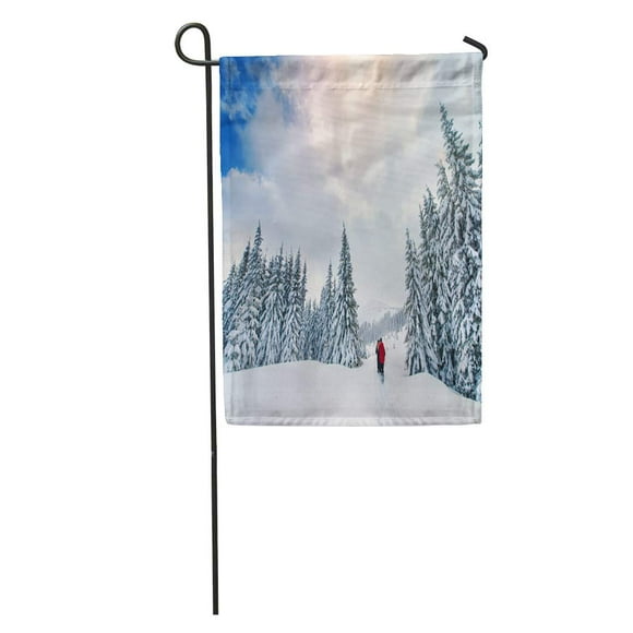 JSDART Ski Mountain Sport Turist Small Adult Alps Athlete Boarding Garden Flag Decorative Flag House Banner 12x18 inch