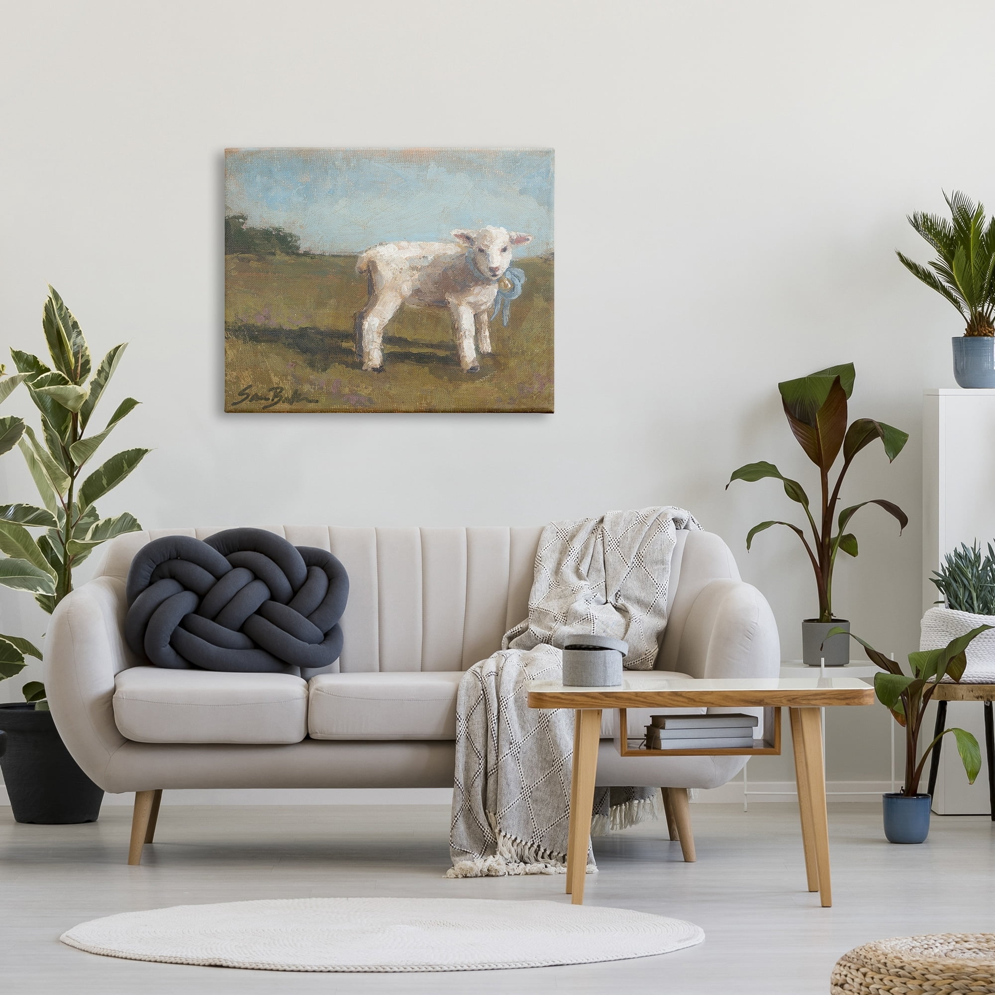 Stupell Farmhouse Baby Lamb Painting Animals & Insects Painting Gallery Wrapped Canvas Print Wall Art