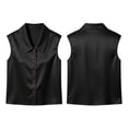 thumbnail image 6 of FchengtaiS Button Down Sleeveless Shirts Women Peter Pan Collar Satin Blouses Summer Business Casual Loose Tank Tops, 6 of 7