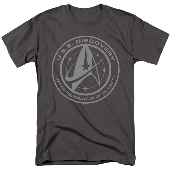 Star Trek Discovery Discovery Crest Adult 18/1 T-Shirt Charcoal