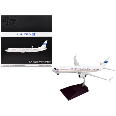 Boeing 737-900ER Commercial Aircraft "Continental Airlines - United Airlines" (N75435) White with Red and Blue Stripes "Gemini 200" Series 1/200 Diecast Model Airplane by GeminiJets