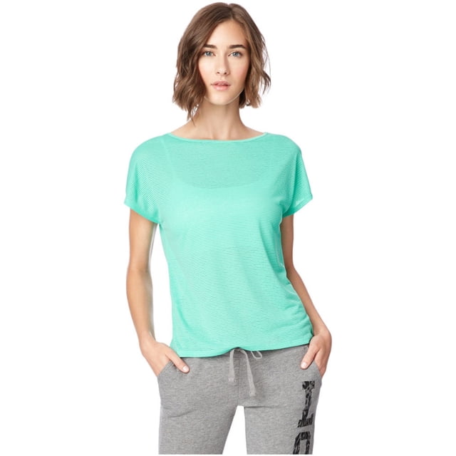 Aeropostale T-Shirt Rayé Cocon Orné pour Femmes, Vert, Juniors, Très Petit