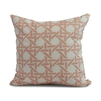Simply Daisy, 18" x 18" Rattan Geometric , Geometric Print Outdoor Pillow, Coral