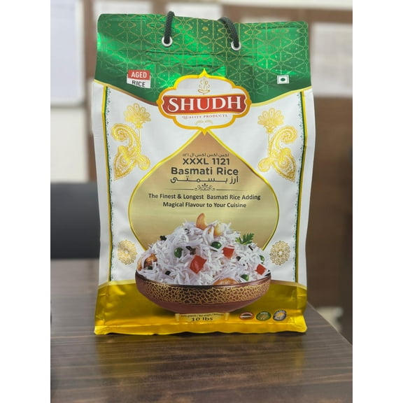 Shudh Basmati Rice 10 LB Biryani Rice XXXL 1121 GMO Free Extra Long Grain