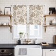 thumbnail image 2 of Khaki Fruit Kitchen Curtains Small Short 39 Inch Length, Country Retro Floral Botanical Plant Grommet Top Bedroom Living Room Curtains, Light Filtering Cafe Curtain Drapes 2 Panels Set 55''x39'', 2 of 9