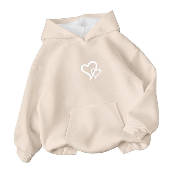 Boys Sweatshirts Heart Design Loose Pullover Hoodie Top Fall Stylish Hoodies for Boys Size 4-5Y