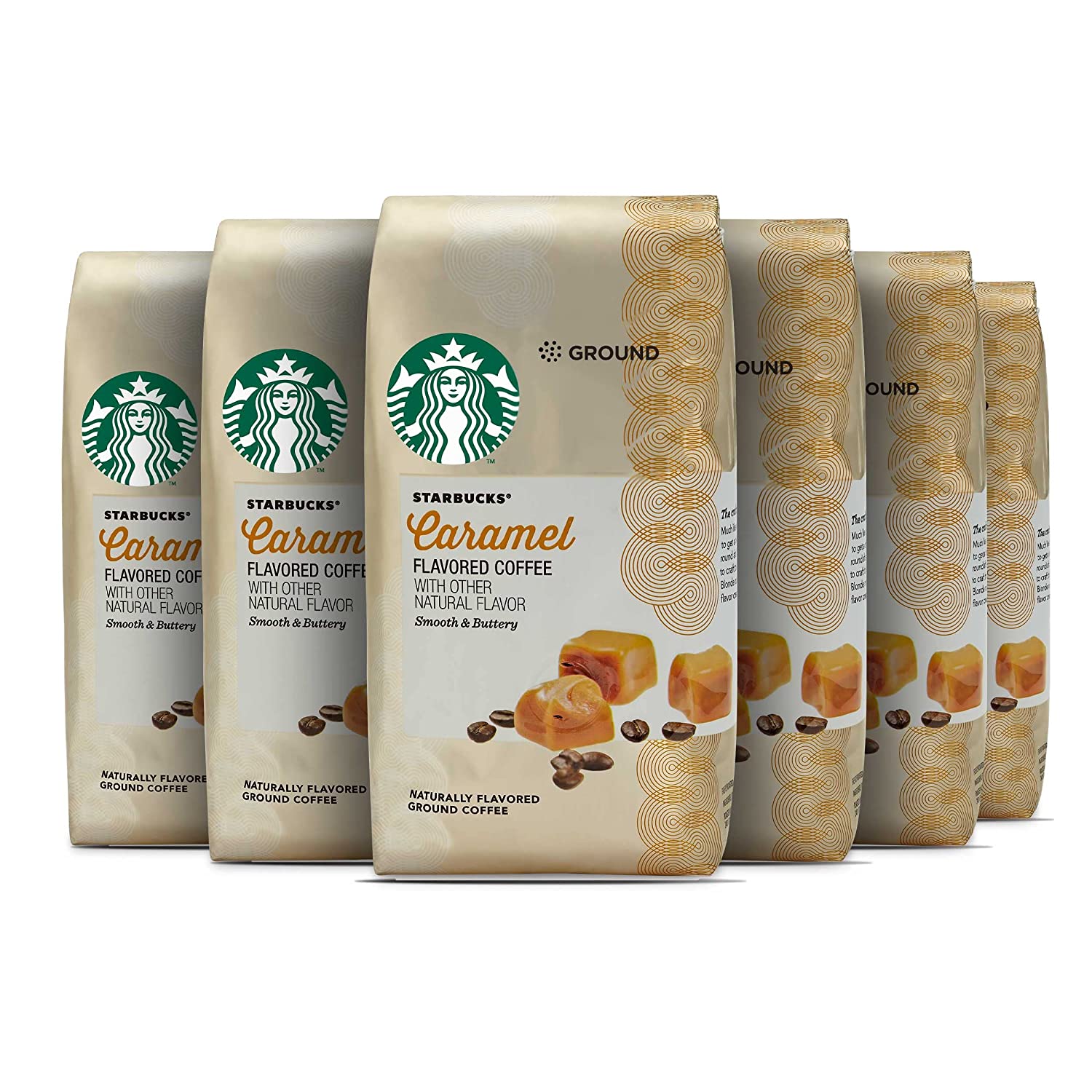 Starbucks Caramel Flavored Medium Roast Ground Coffee, 11 Ounce (Pack