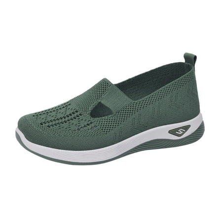 

eczipvz Women Slip on Sneakers Lightweight Running Casual Gym Travel Work Mesh Comfy Sneakers for Women Wide Width (Green 9)