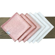 6 Soft Baby Bath Washcloths Premium Large Soft White and Pink 11 x 11 inch Rayon from Bamboo Fibers Towels by Copper Pearl
