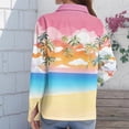 thumbnail image 5 of Womens Long Sleeve Shirt Soft Cool Summer Hawaii Tshirts Beach Tropic Print V Neck Button up Tops Floral Hawaiian Clothes, 5 of 5