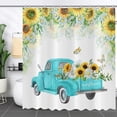 thumbnail image 3 of Sunflower Truck Shower Curtain, Spring Yellow Floral Sunflower Daisy Teal Truck Rustic Farmhouse Bathroom Curtain for Home Bathtub Decor Waterproof Fabric Machine Washable with 12 Hooks, 3 of 6