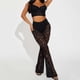 thumbnail image 3 of Body de encaje de cintura alta para mujer con leggings y pantimedias elásticas transparentes con diseño de volantes, 3 of 7