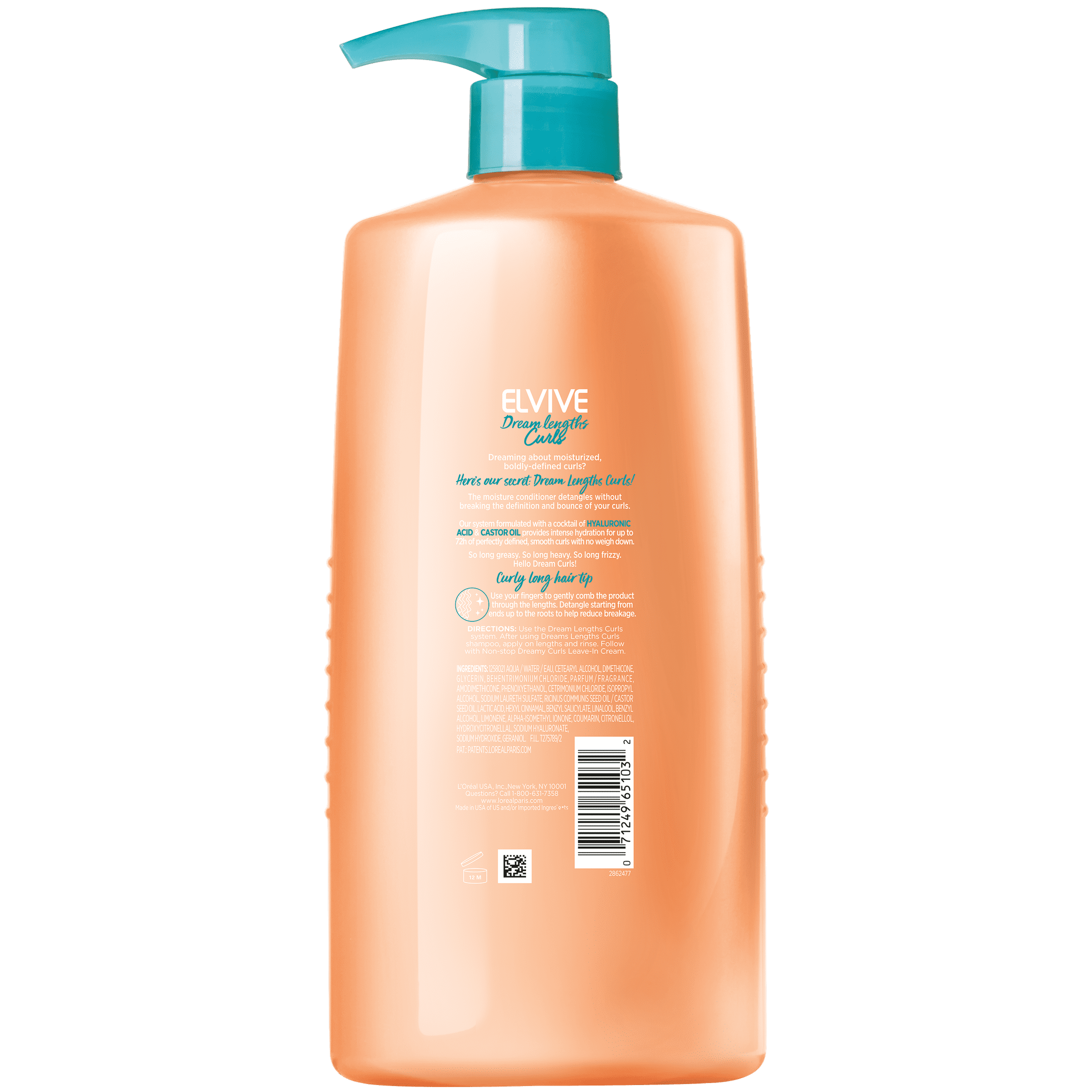 L'Oreal Elvive Color Dream Length Curls Moisturizing Seal Conditioner, for Curly Hair, 28 fl oz
